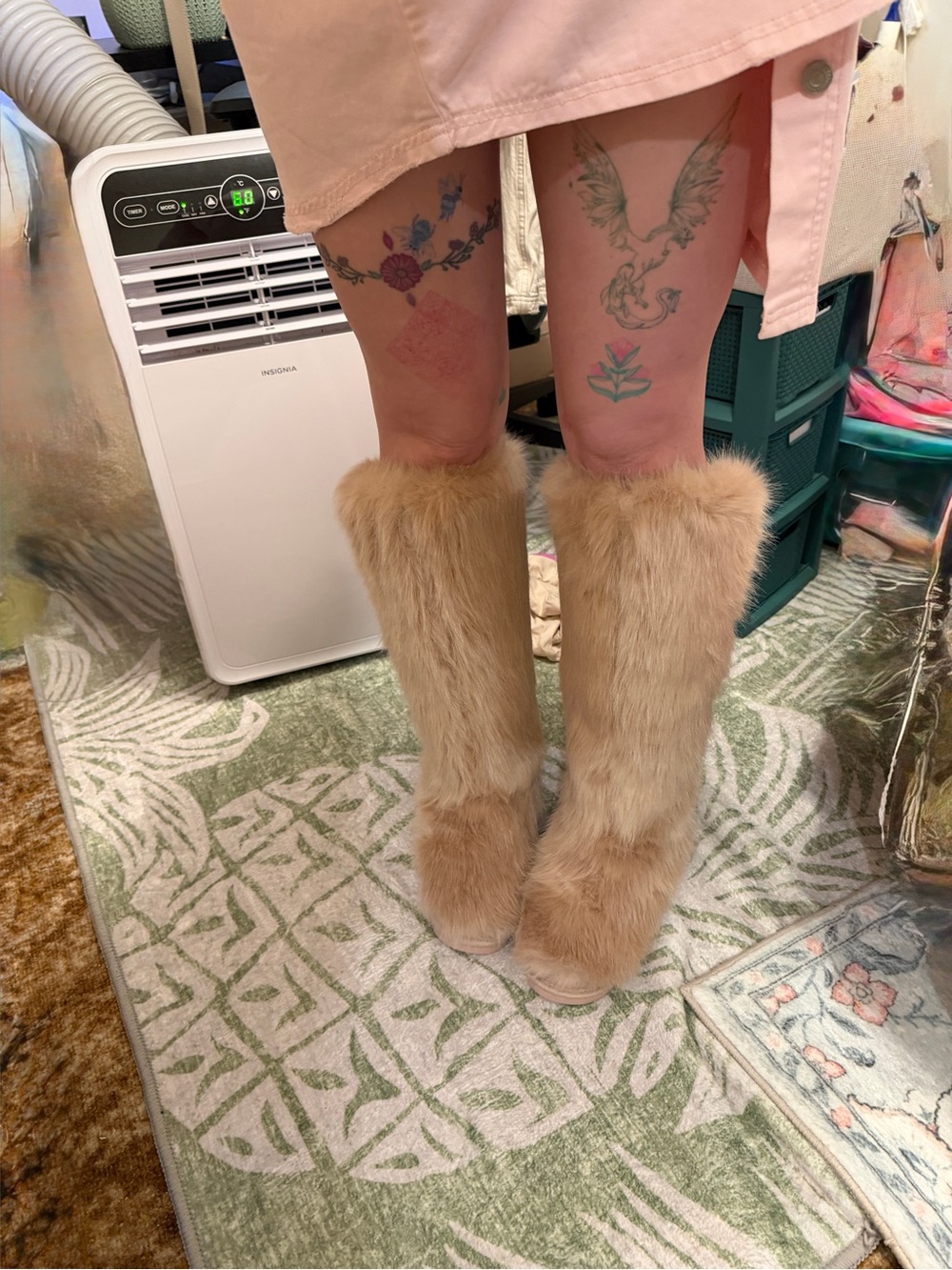 Faux Fur Knee-High Boots in Light Tan - Picture 4 of 4